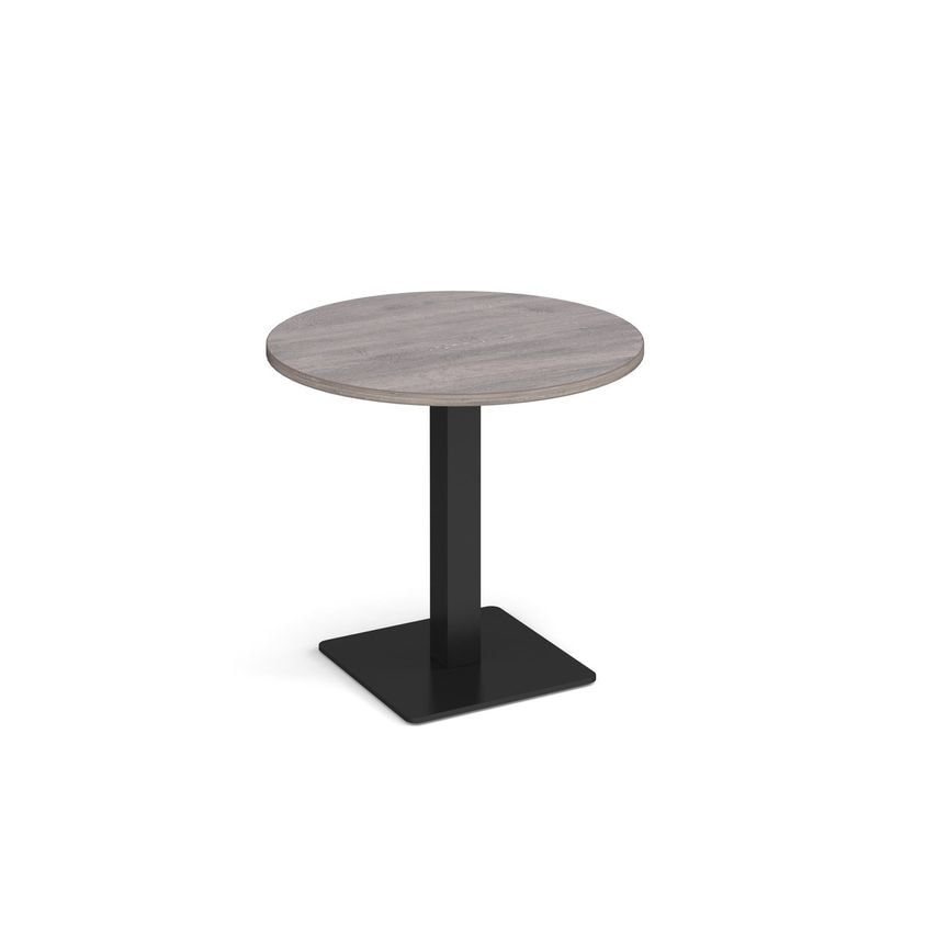 Dams Brescia Circular Dining Table with Flat Square Black Base 800mm - Grey Oak