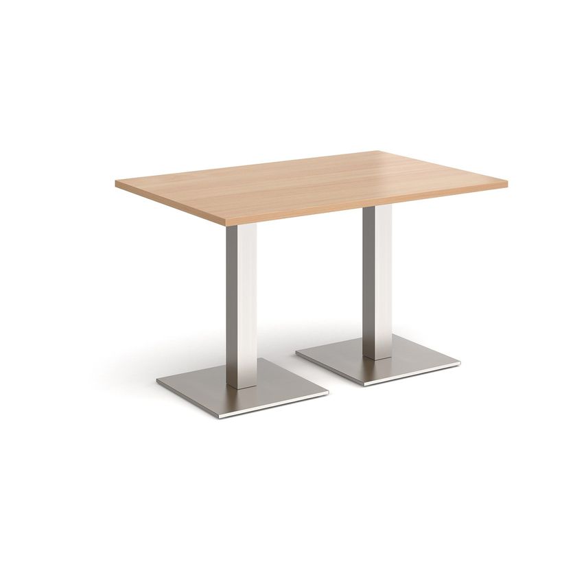 Brescia Rectangular Dining Table with Flat Square Brushed Steel Bases - Beech