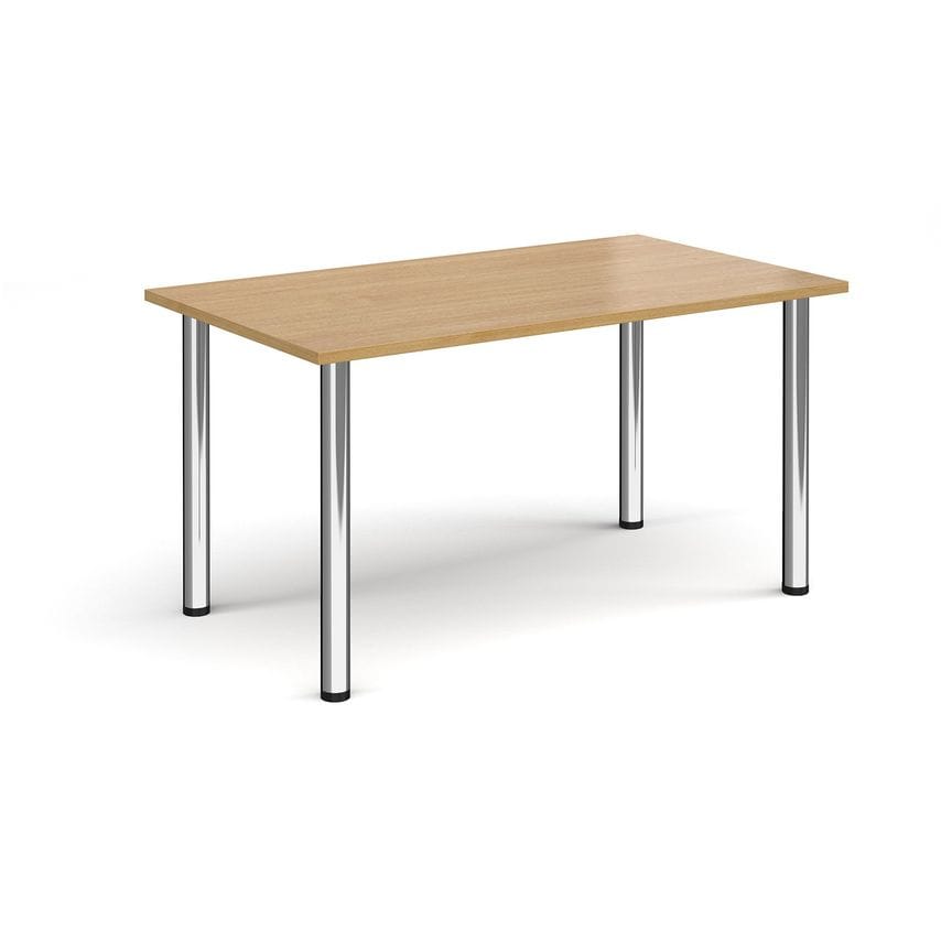 Dams Rectangular Chrome Radial Leg Meeting Table 1400mm X 800mm - Oak