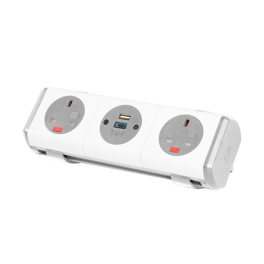 Dams Hubble Clip-on Power Module 2 x UK Sockets, 1 X Tuf (A&C Connectors) USB Ch