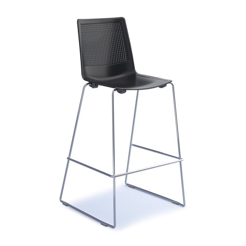 Social Spaces Harmony Multi-Purpose Stool with Chrome Sled Frame - Black