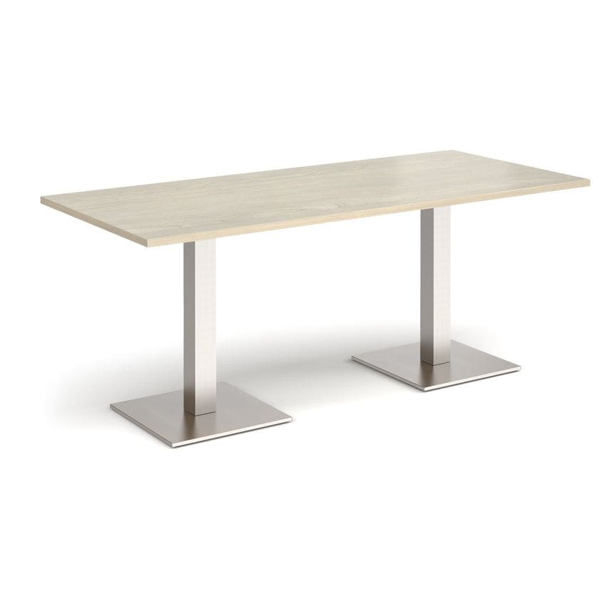 Dams Brescia Rectangular Dining Table with Flat Square Brushed Steel Bases 1800m