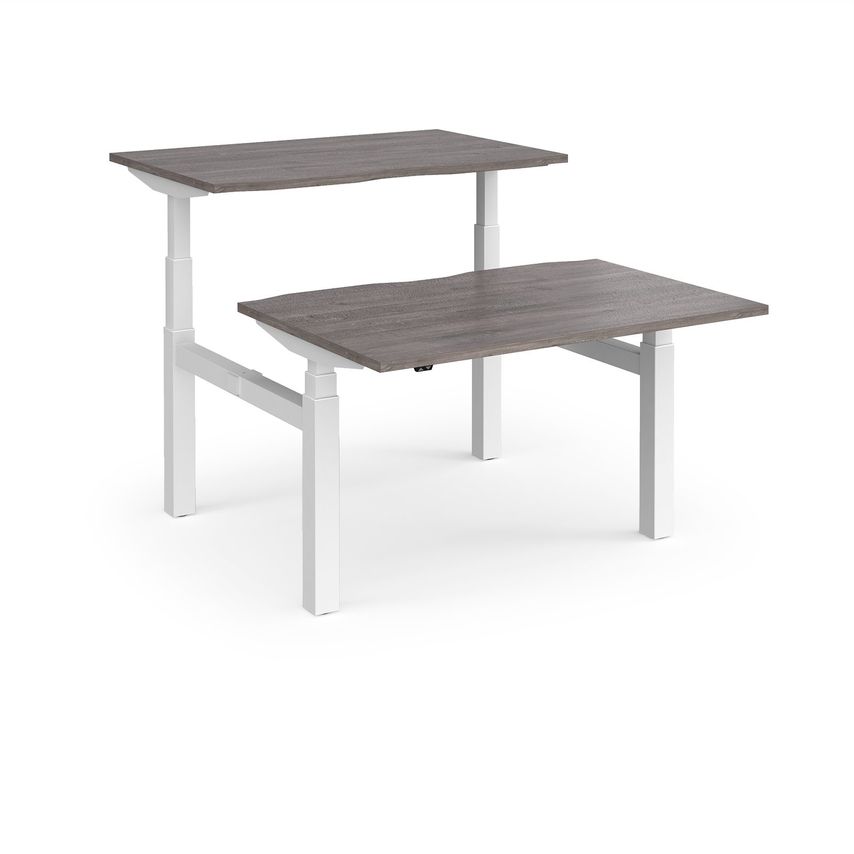 Dams Elev8 Touch Sit-Stand Back-To-Back Desks 1200mm X 1650mm - White Frame, Gre