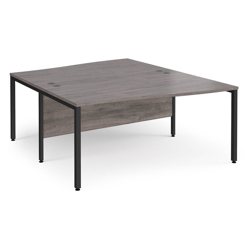 Dams Maestro 25 Back to Back Wave Desks 1600mm Deep - Black Bench Leg Frame, Gre
