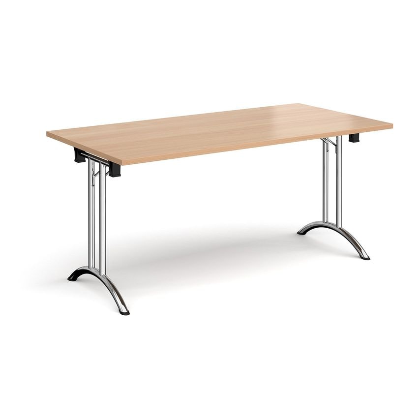 Dams Rectangular Folding Leg Table with Chrome Legs and Curved Foot Rails 1600mm