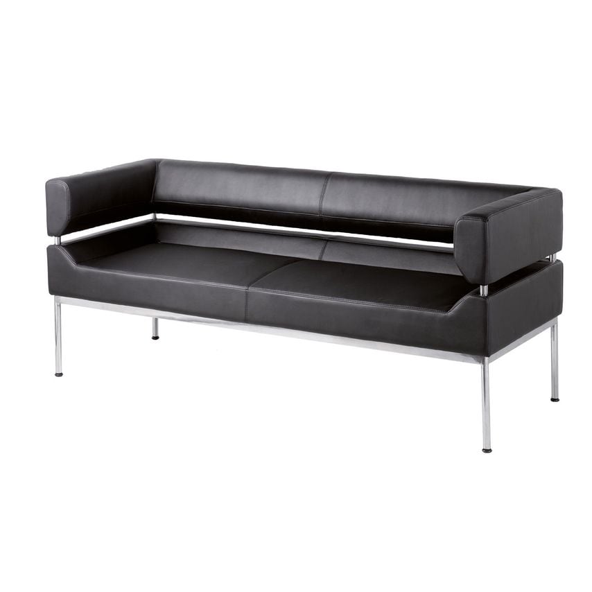 Dams Benotto Reception 3 Seater Chair 1770mm Wide - Black Faux Leather