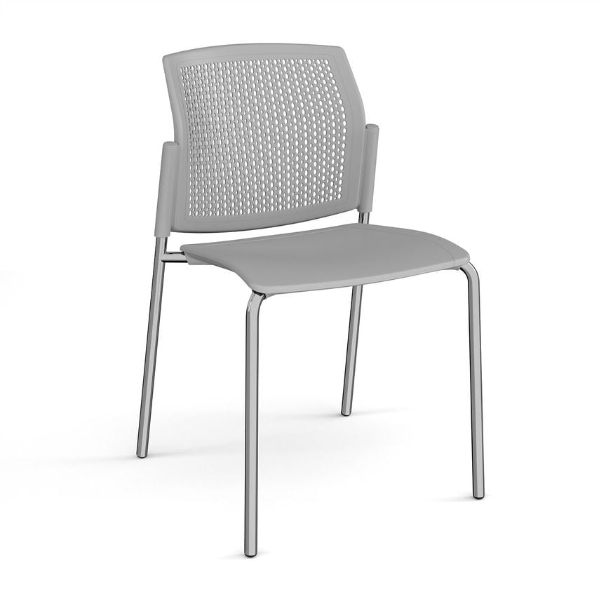 Dams Santana 4 Leg Stacking Chair with Plastic Seat and Perforated Back, Chrome