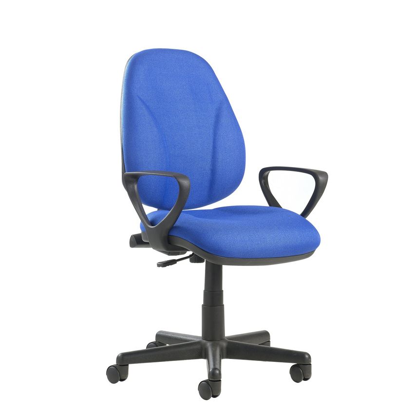 Dams Bilbao Fabric Operators Chair with Lumbar Support and Fixed Arms - Blue