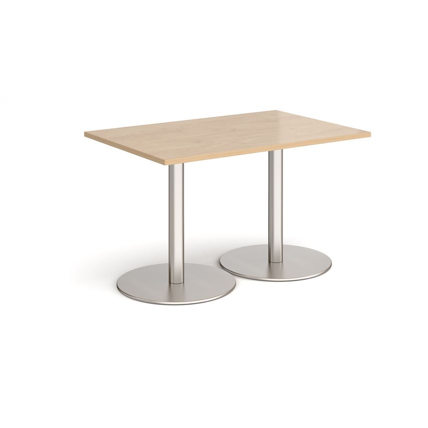 Dams Monza Rectangular Dining Table with Flat Round Brushed Steel Bases 1200mm X