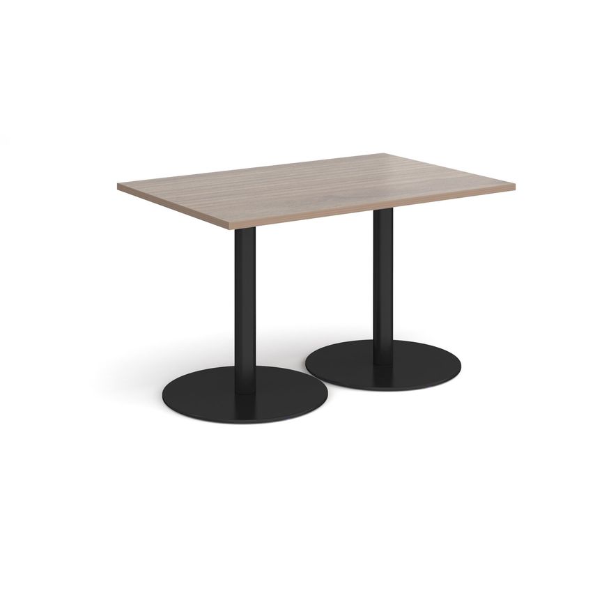 Monza Rectangular Dining Table with Flat Round Black Bases - Barcelona Walnut