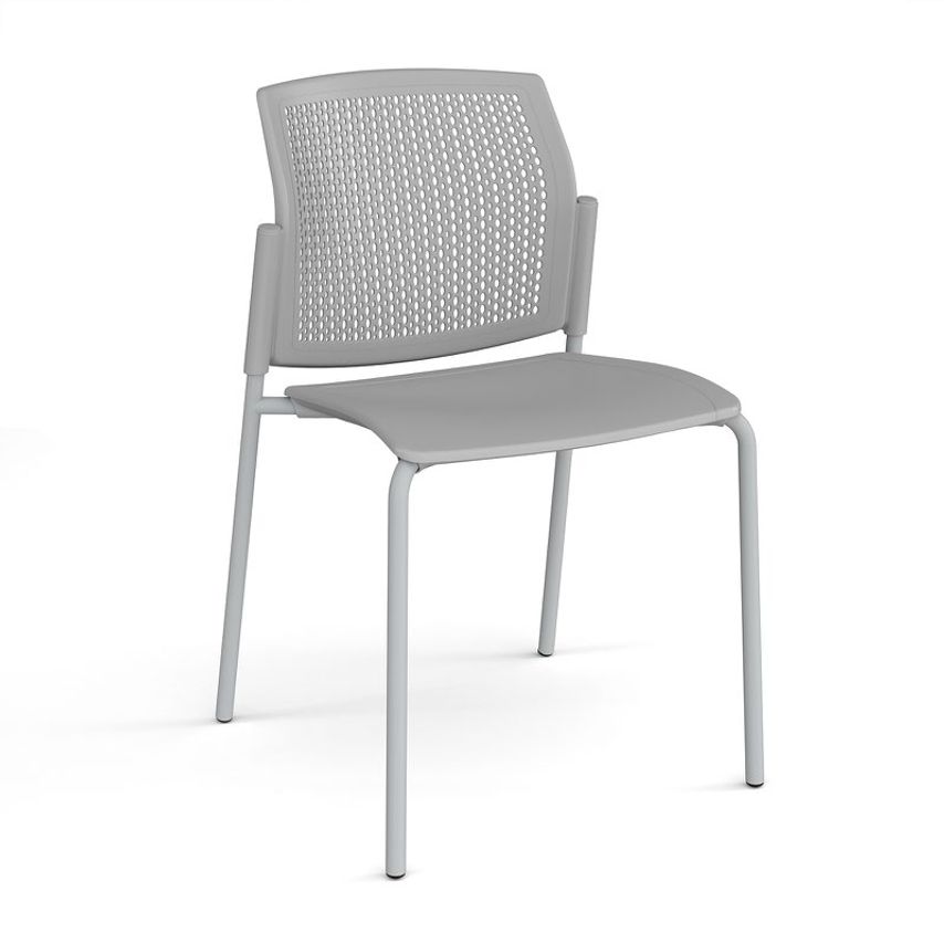 Dams Santana 4 Leg Stacking Chair with Plastic Seat and Perforated Back, Grey Fr