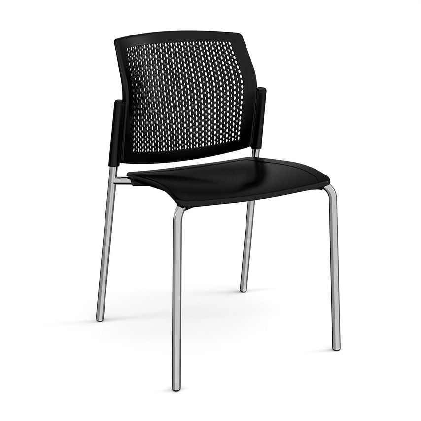 Dams Santana 4 Leg Stacking Chair with Plastic Seat and Perforated Back, Chrome