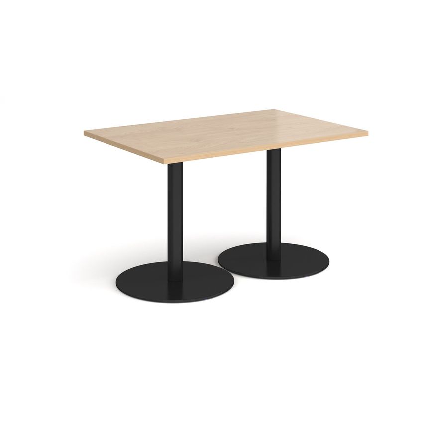 Monza Rectangular Dining Table with Flat Round Black Bases - Kendal Oak
