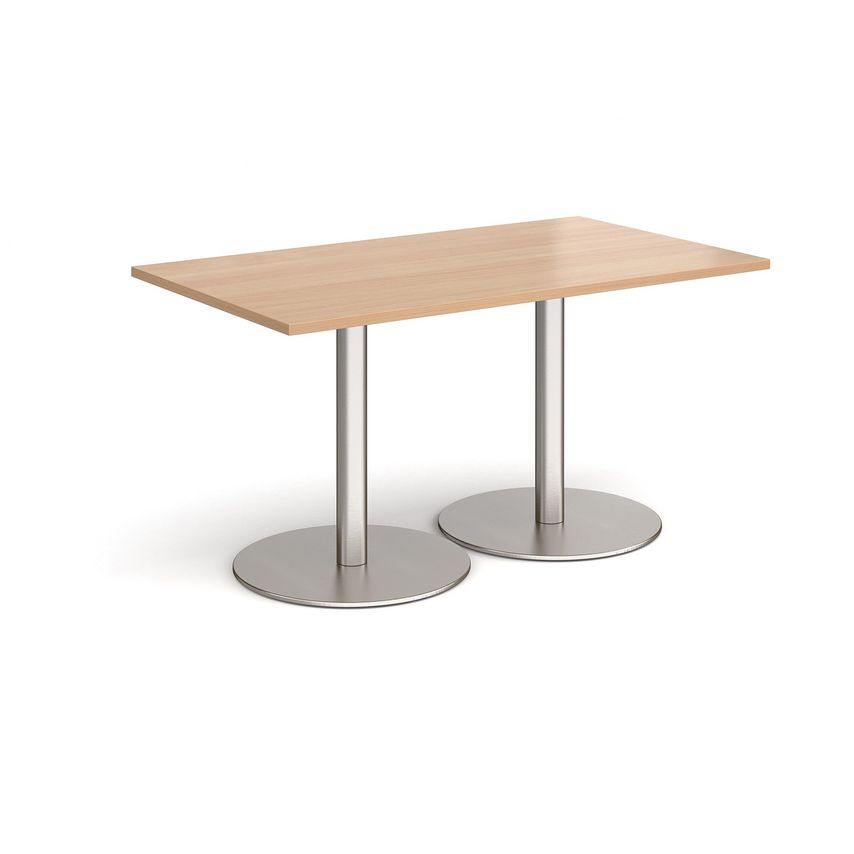Dams Monza Rectangular Dining Table with Flat Round Brushed Steel Bases 1400mm X