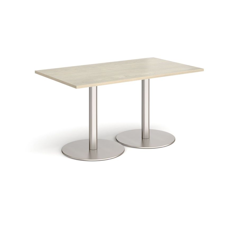 Dams Monza Rectangular Dining Table with Flat Round Brushed Steel Bases 1400mm X