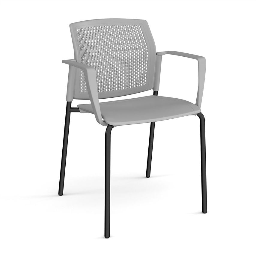 Dams Santana 4 Leg Stacking Chair with Plastic Seat and Perforated Back, Black F