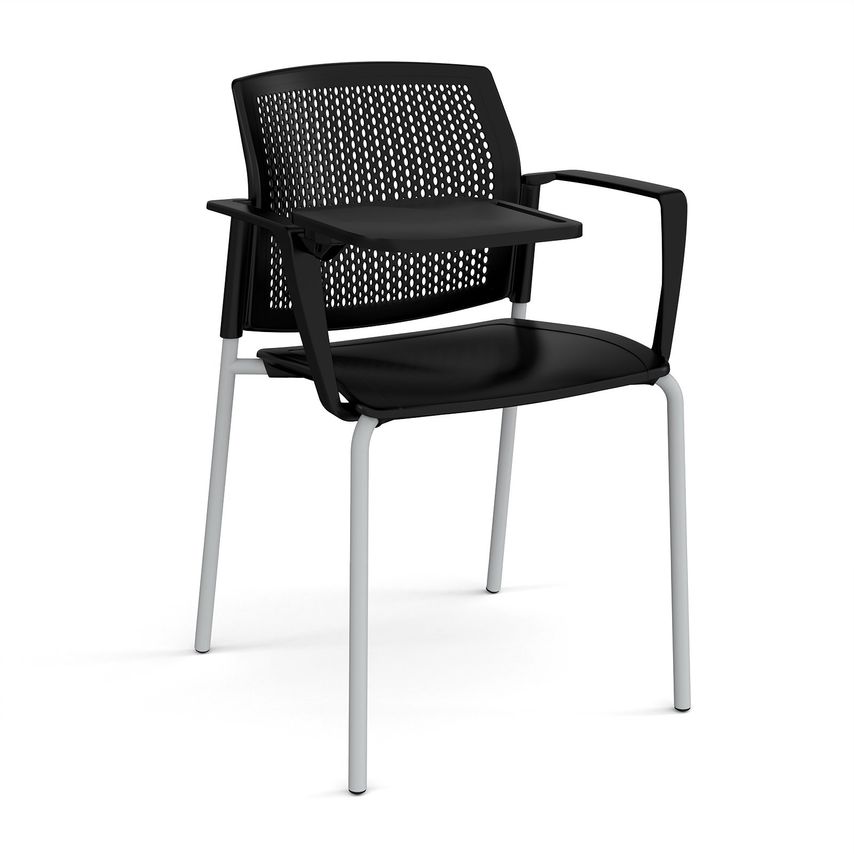 Dams Santana 4 Leg Stacking Chair with Plastic Seat and Perforated Back, Grey Fr
