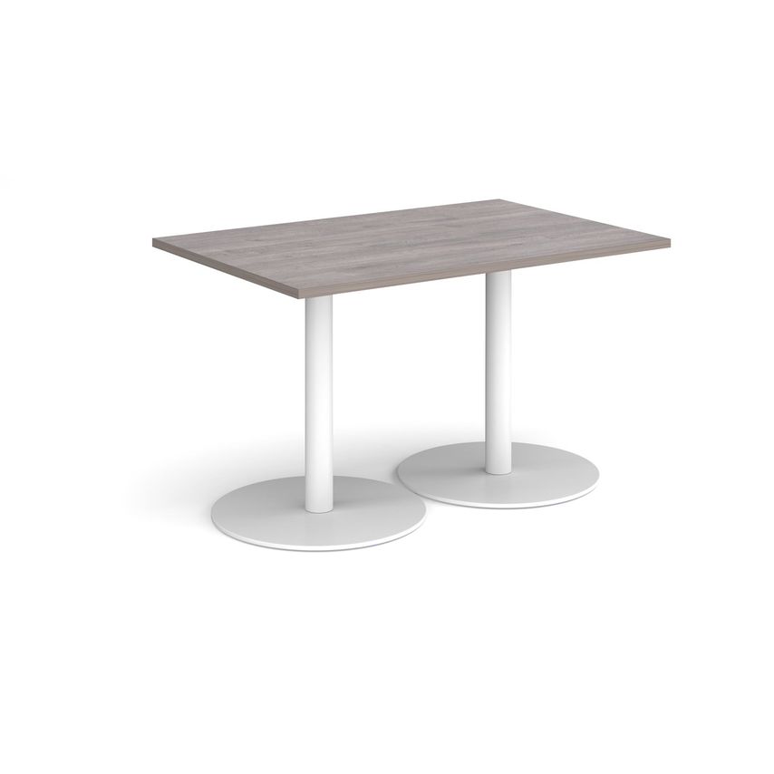 Dams Monza Rectangular Dining Table with Flat Round White Bases 1200mm X 800mm -