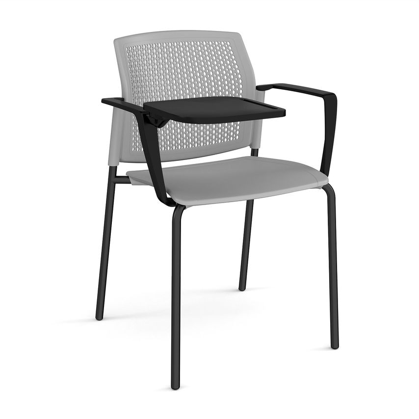 Dams Santana 4 Leg Stacking Chair with Plastic Seat and Perforated Back, Black F