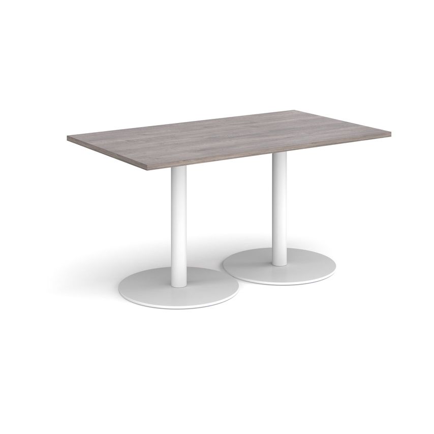 Dams Monza Rectangular Dining Table with Flat Round White Bases 1400mm X 800mm -