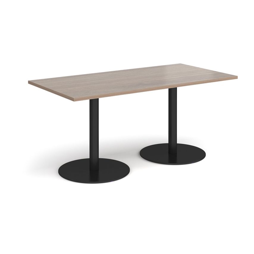 Dams Monza Rectangular Dining Table with Flat Round Black Bases 1600mm X 800mm -