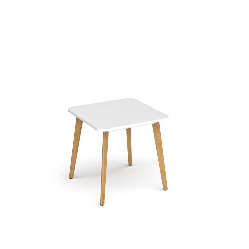 Social Spaces Saxon Square Worktable with 4 Oak Legs 800mm - White