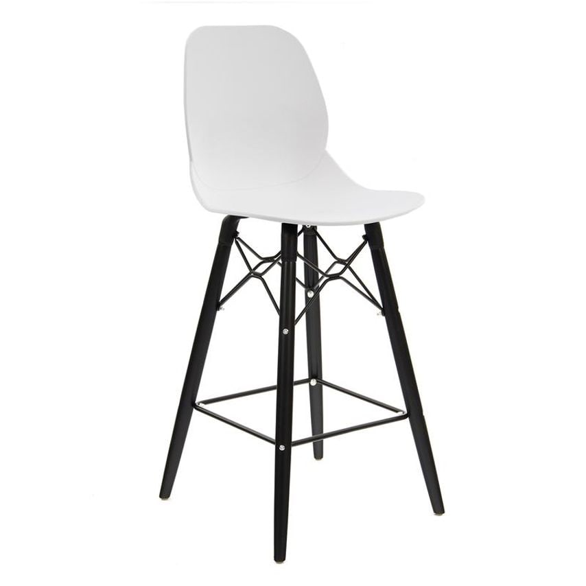 Dams Strut Multi-Purpose Stool with Black Oak 4 Leg Frame and Black Steel Detail