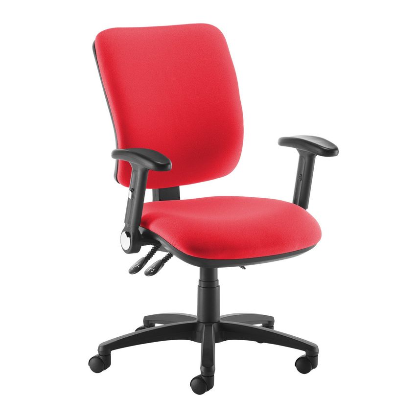 Dams Senza High Back Operator Chair with Folding Arms - Belize Red