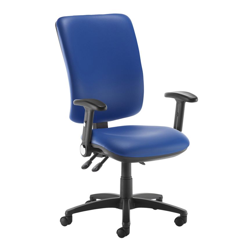 Dams Senza Extra High Back Operator Chair with Folding Arms - Ocean Blue Vinyl