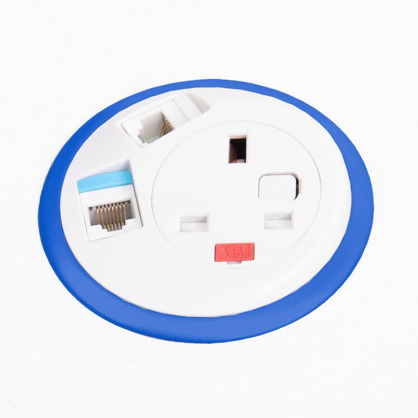 Dams Pixel In-Surface Power Module with 1 X UK Socket, 2 x RJ45 Sockets - Black