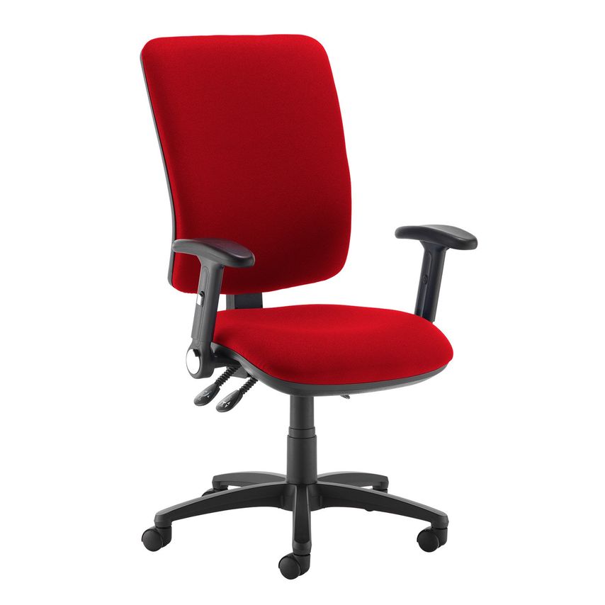Dams Senza Extra High Back Operator Chair with Folding Arms - Belize Red