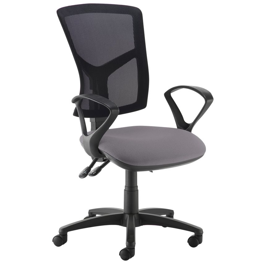 Dams Senza High Mesh Back Operator Chair with Fixed Arms - Blizzard Grey
