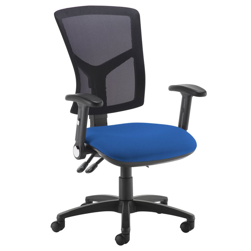 Dams Senza High Mesh Back Operator Chair with Folding Arms - Curacao Blue