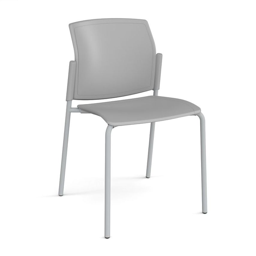 Dams Santana 4 Leg Stacking Chair with Plastic Seat and Back, Grey Frame and No