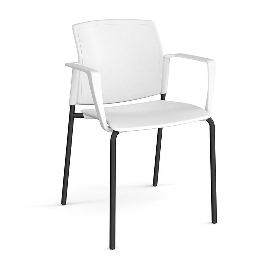Dams Santana 4 Leg Stacking Chair with Plastic Seat and Back, Black Frame and Fi