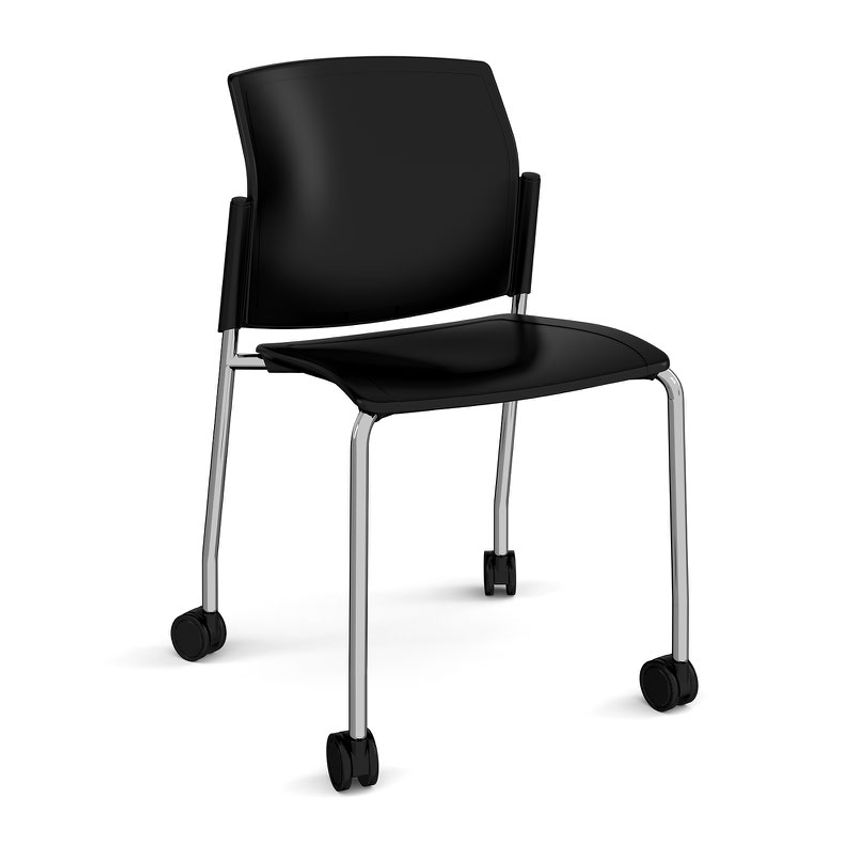Dams Santana 4 Leg Mobile Chair with Plastic Seat and Back, Chrome Frame with Ca
