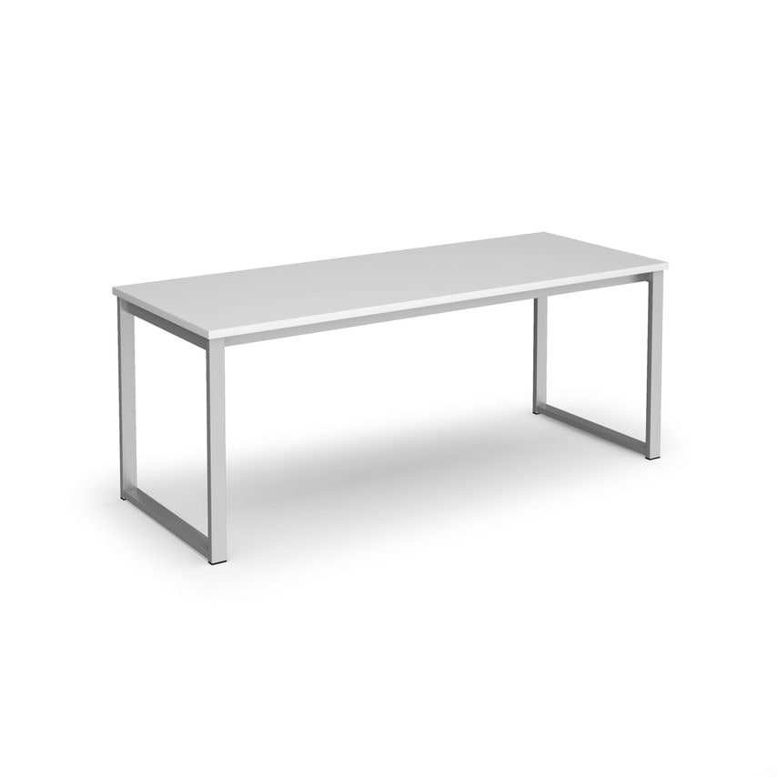 Social Spaces Otto Benching Solution Dining Table 1800mm Wide - Silver Frame, Wh