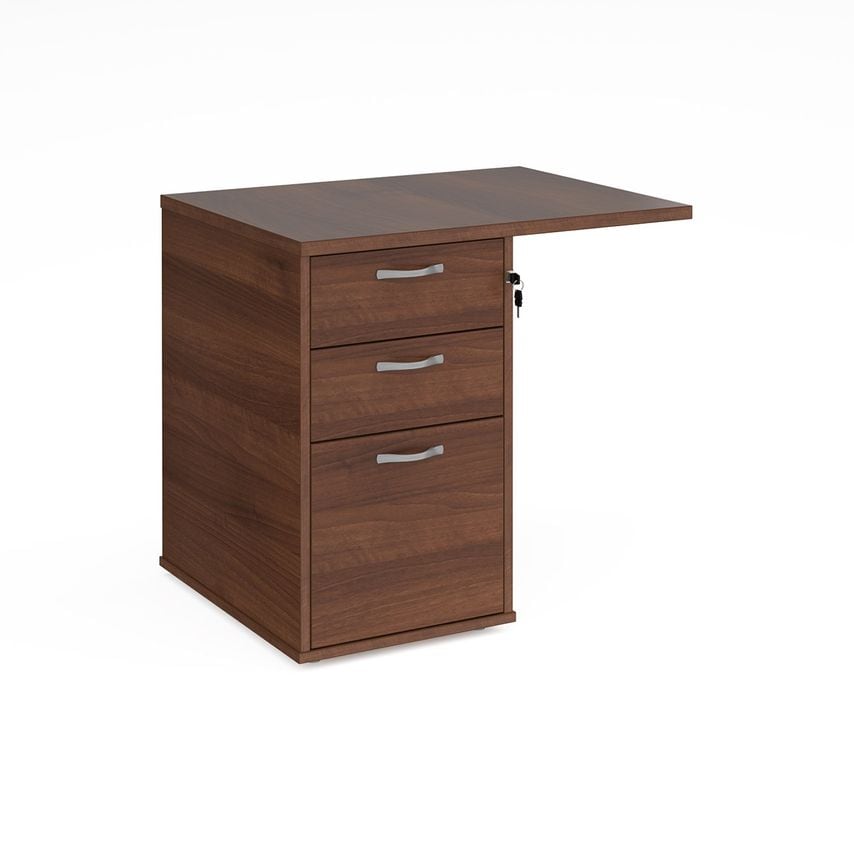 Dams Desk High 3 Drawer Pedestal 600mm Deep with 800mm Flyover Top - Walnut