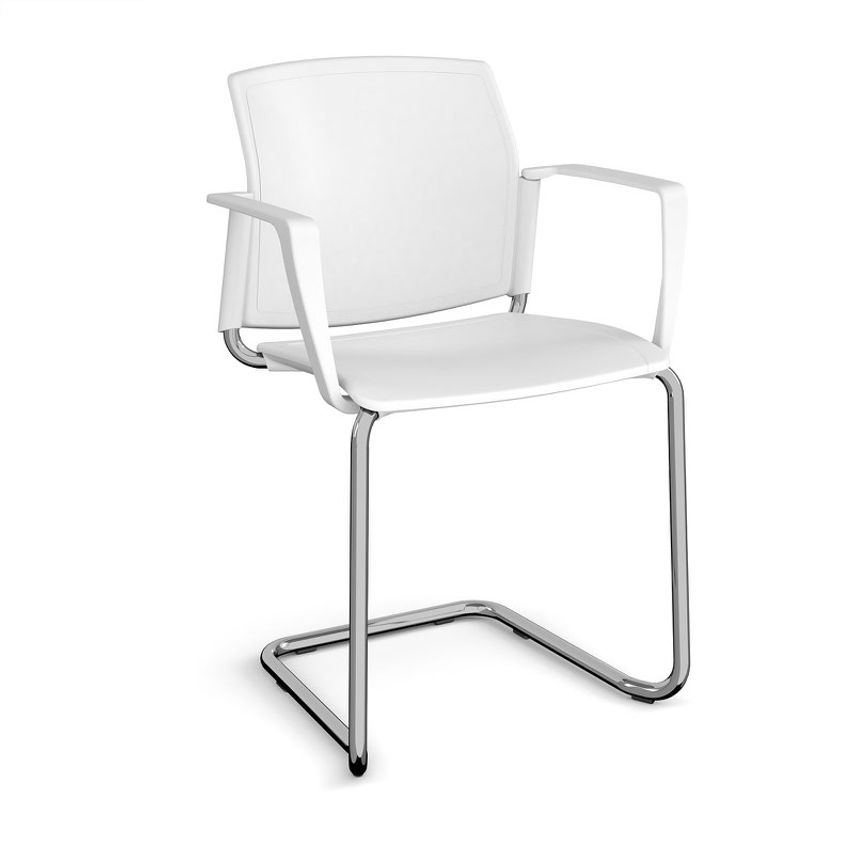 Dams Santana Cantilever Chair with Plastic Seat and Back, Chrome Frame and Fixed