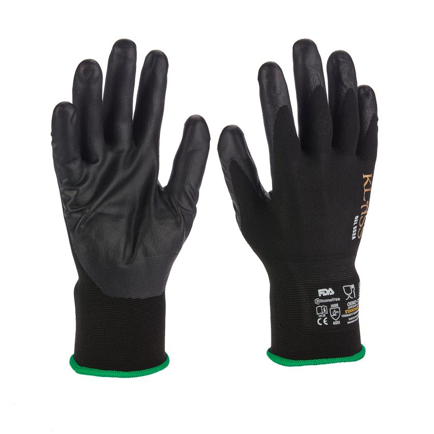 Klass DEL 552A Water Based PU Glove for General Use - Medium- you get 10