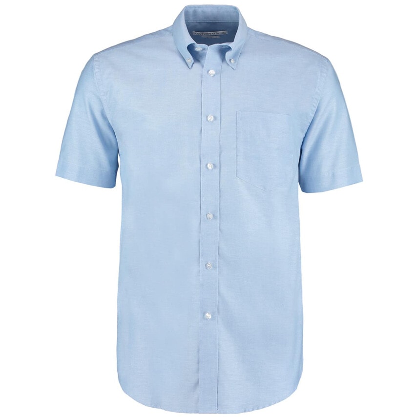 Kustom Kit KK350 Mens 21in Short Sleeve Light Blue Oxford Shirt- you get 3