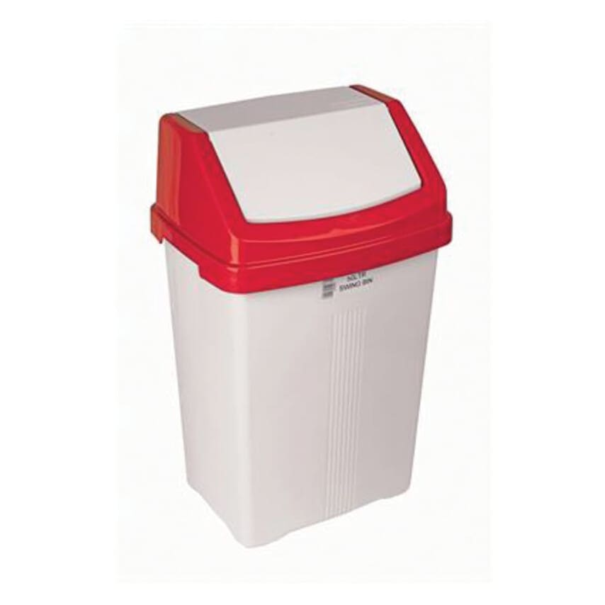 Offis 50L Swing Top Bin Red/White- you get 54