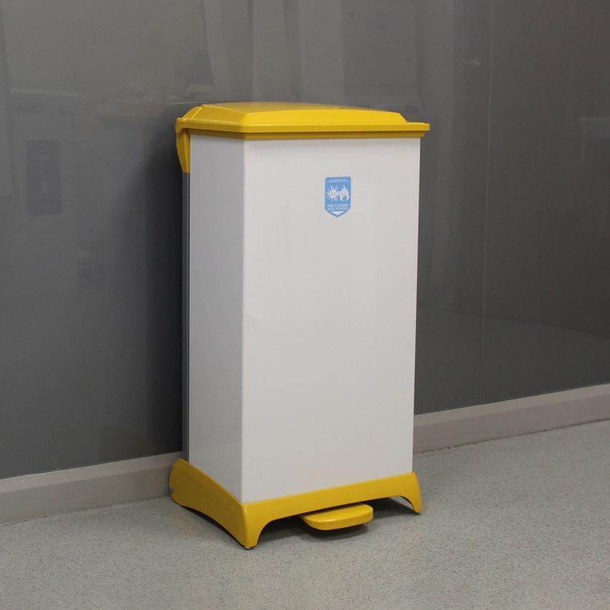 Wybone Limited Clinical Waste Bin. Capsule 80L All Plastic Sack Holder with Yell