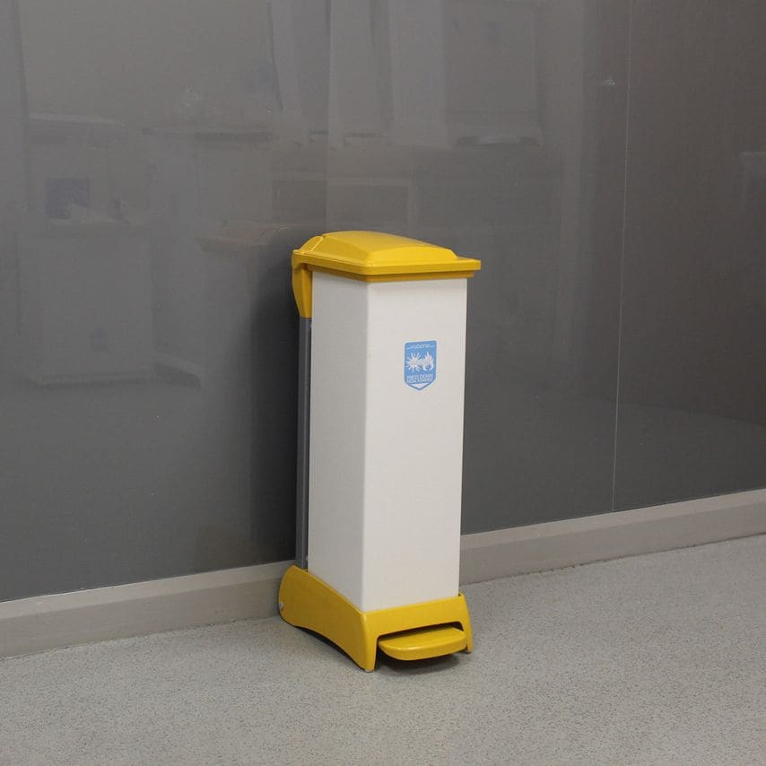 Wybone Limited Clinical Waste Bin. Capsule 28L All Plastic Sack Holder with Yell