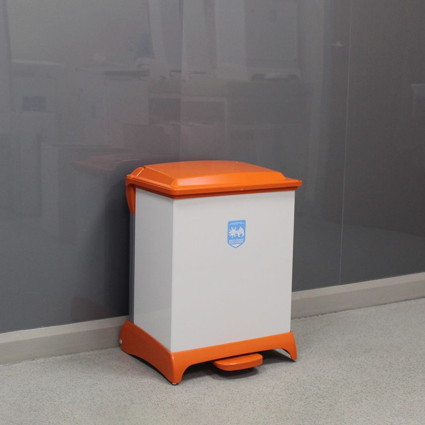 Wybone Limited Clinical Waste Bin. Capsule 42L All Plastic Sack Holder with Oran