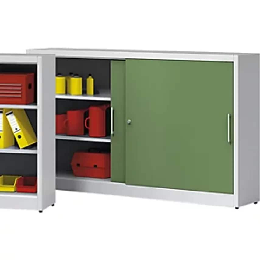 EUROKRAFTpro Sliding Door Cupboard - Height 1200mm - With Centre Partition And 2