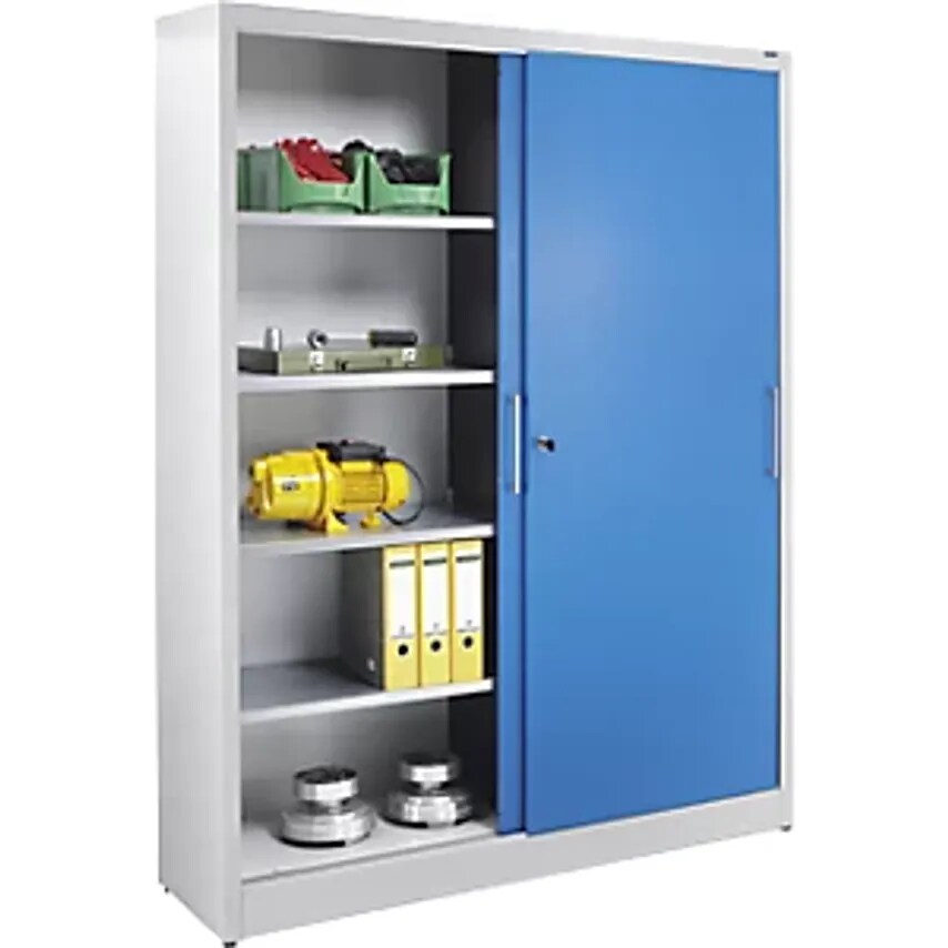 EUROKRAFTpro Sliding Door Cupboard - Height 1950mm - With Centre Partition And 2