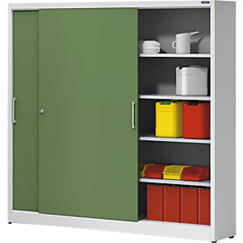 EUROKRAFTpro Sliding Door Cupboard - Height 1950mm - With Centre Partition And 2