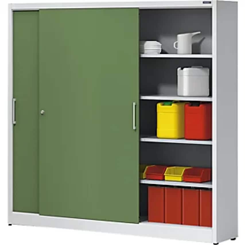 EUROKRAFTpro Sliding Door Cupboard - Height 1950mm - With Centre Partition And 2