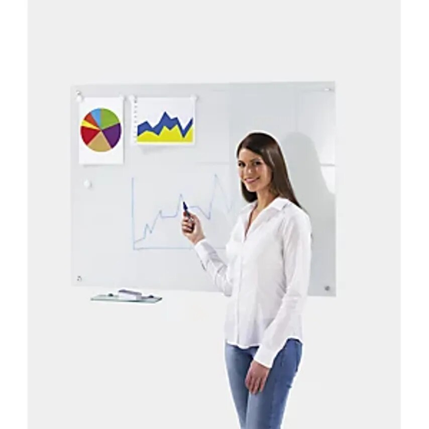 SMIT Glass Whiteboard, Complete Set, Glass Surface, White, WxH 1500 X 1000mm
